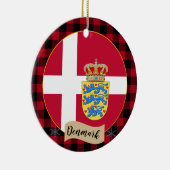 デンマーク、レッドバッファロープレイド&デンマーク国旗 セラミックオーナメント (右)