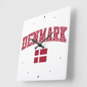 デンマーク+国旗 スクエア壁時計 (傾斜)
