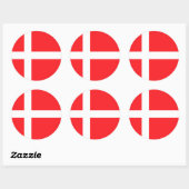 デンマーク、国旗 ラウンドシール (シート)