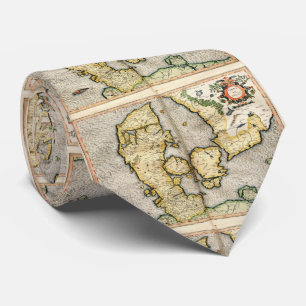 デンマーク(1596年)のヴィンテージの地図 ネクタイ