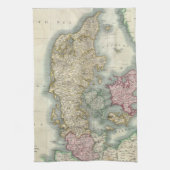デンマーク(1801年)のヴィンテージの地図 キッチンタオル (縦)