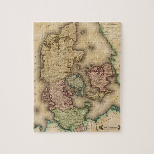 デンマーク(1831年)のヴィンテージの地図 ジグソーパズル (縦)
