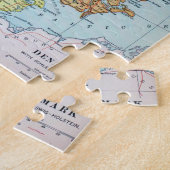 デンマーク(1905年)のヴィンテージの地図 ジグソーパズル (側面)
