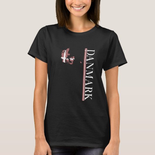 デンマーク - Danmark デンマークのダンネブローグ旗 - 地図 お土産 Tシャツ (正面)