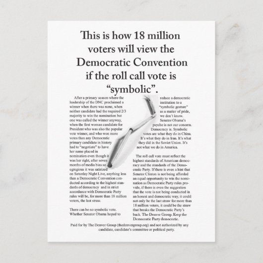 『デンヴァー・グループの最後のストロー』 ポストカード (正面)