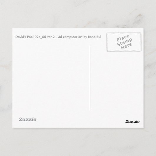 デヴィッドのプール 09e05 カスタム 3D コンピュータ アート ポストカード (裏面)