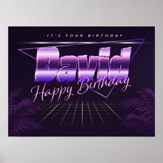 デヴィッド名Vorname lila retroポスターGeburtstag ポスター (正面)