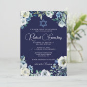 デヴィッド・バルミツワーのネイビー・ブルー・フローラ・スター 招待状 (スタンド正面)