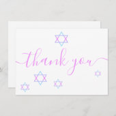 デヴィッド・ピンクモダン・スクリプトバルミツワーのスター サンキューカード (正面/裏面)