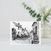 デヴォンイングランドClovelly Village Sketch ポストカード (スタンド正面)
