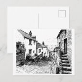 デヴォンイングランドClovelly Village Sketch ポストカード (正面/裏面)