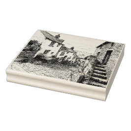 デヴォンイングランドClovelly Village Sketch ラバースタンプ