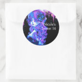 デーオブザデッドシュガースカルガールグローネオンパーティー ラウンドシール (バッグ)