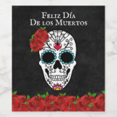 デーオブザデッド赤ターコイズシュガースカル ワインラベル (シングルラベル)