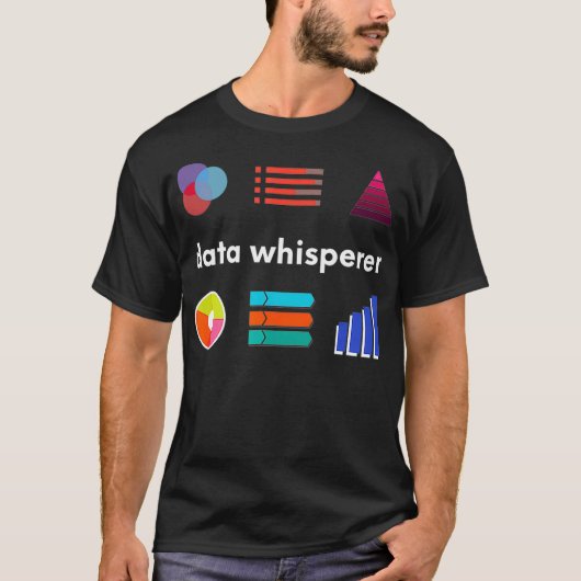 データのささやき - データ分析科学者オタク科学 Tシャツ (正面)