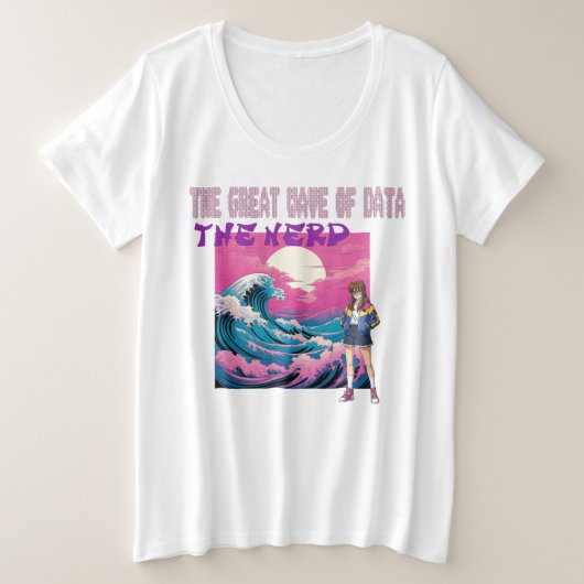 データの大波 プラスサイズTシャツ (デザイン正面)
