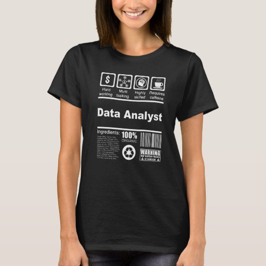 データアナリストの栄養ファクト Tシャツ (正面)