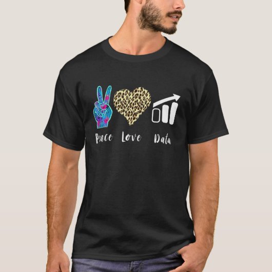 データアナリストLove Peace Data ScienceアナリストLeopa Tシャツ (正面)