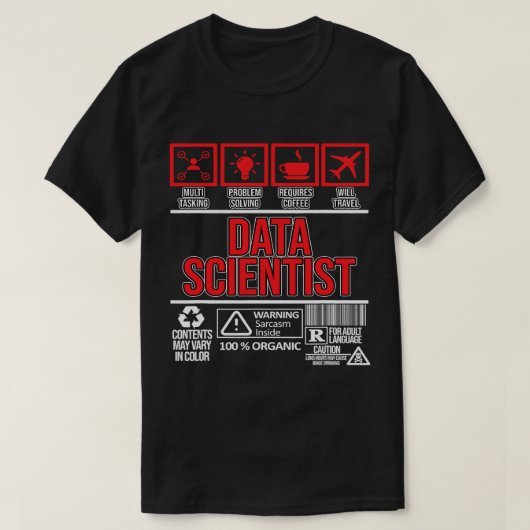 データサイエンティスト事実データアナリストコンピュータサイエンス Tシャツ (デザイン正面)