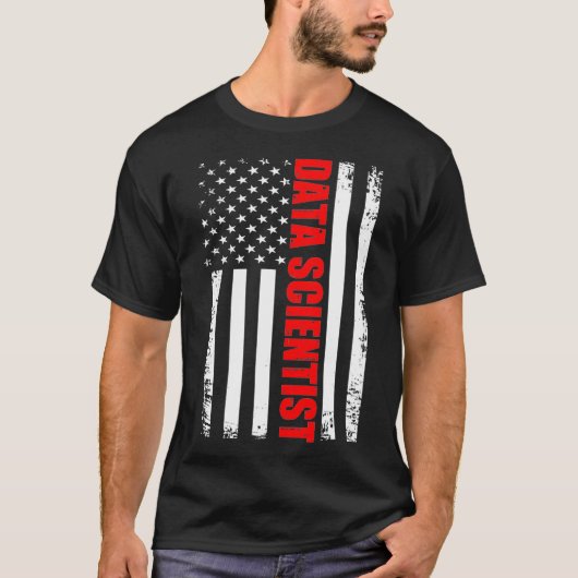 データサイエンティスト国旗データサイエンスマイニングアナリスト Tシャツ (正面)