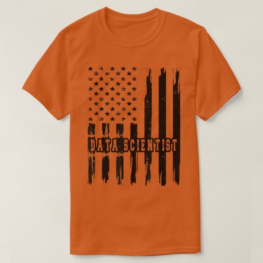 データサイエンティスト米国旗学機械データサイエン Tシャツ (デザイン正面)