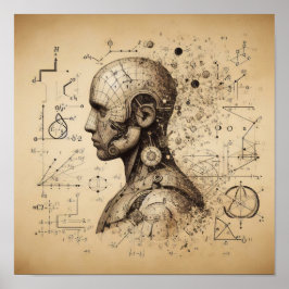 データシートにスーパーインポーズされたヒューマノイド ポスター