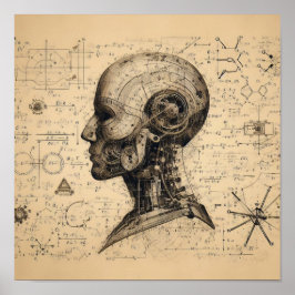 データシートにスーパーインポーズされたヒューマノイド ポスター