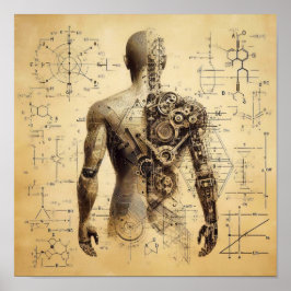 データシートにスーパーインポーズされたヒューマノイド ポスター