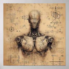 データシートにスーパーインポーズされたヒューマノイド ポスター