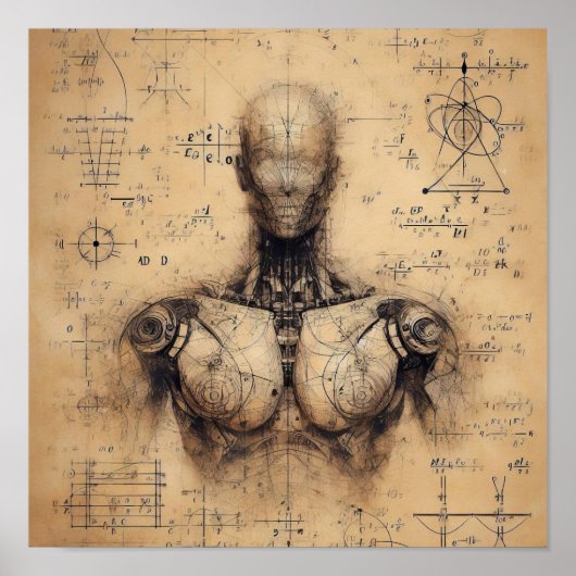 データシートにスーパーインポーズされたヒューマノイド ポスター (正面)