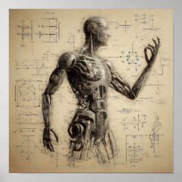 データシートにスーパーインポーズされたヒューマノイド ポスター