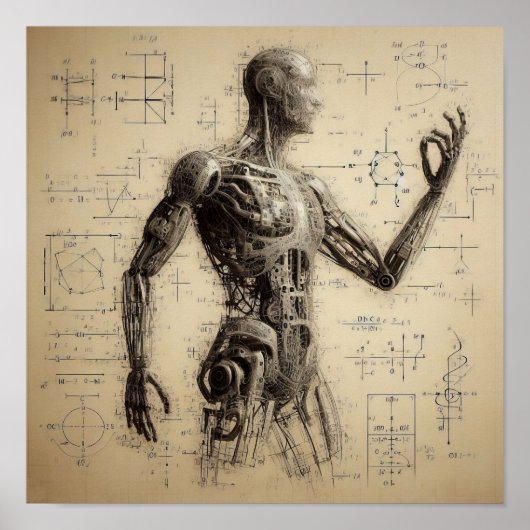 データシートにスーパーインポーズされたヒューマノイド ポスター (正面)