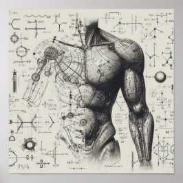 データシートにスーパーインポーズされたヒューマノイド ポスター