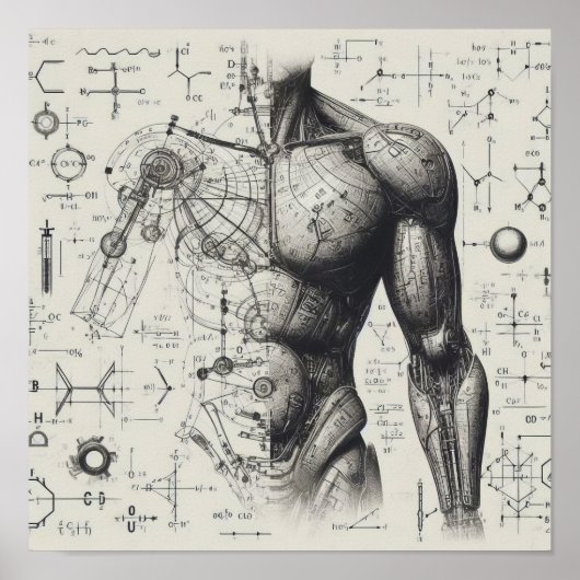 データシートにスーパーインポーズされたヒューマノイド ポスター (正面)