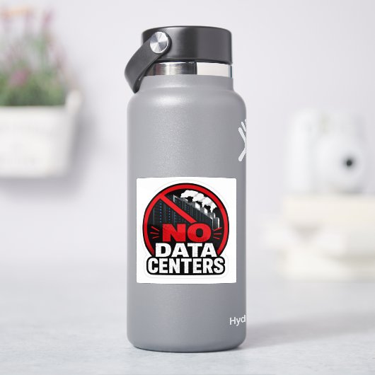 データセンター反対抗議警告サインステッカー シール (HydroFlask)