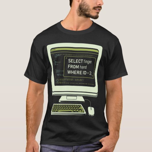 データベースのための楽しいデータベースSQLクエリコンピュータコード Tシャツ (正面)