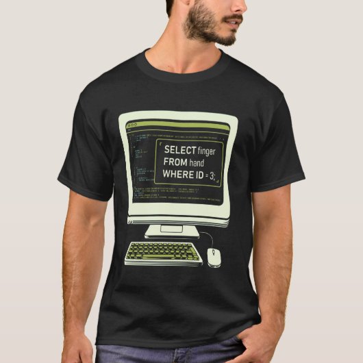 データベースのための楽しいデータベースSQLクエリコンピュータコード Tシャツ (正面)