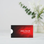 データベース管理モダン – 濃い赤 名刺 (スタンド正面)