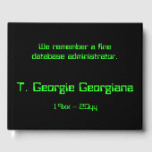 データベース管理者の弔意のゲストブック ゲストブック (正面)