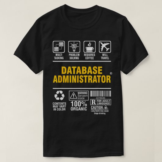 データベース管理者数々のによるコーヒー愛好家F Tシャツ (デザイン正面)