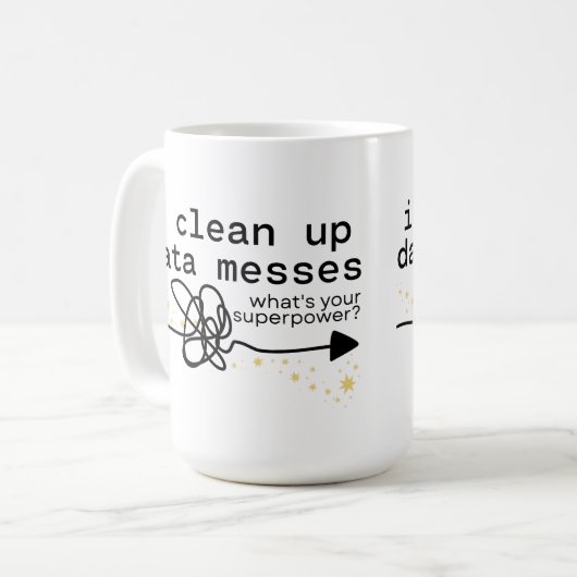 データメッセージをクリーンアップする コーヒーマグカップ (正面左)