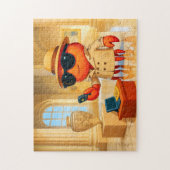 データ分析するスパイカニが美術館展示 ジグソーパズル (縦)