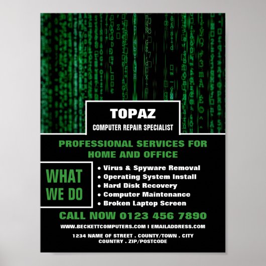 データ画面コンピュータ修復スペシ広告ャリストズ ポスター (正面)