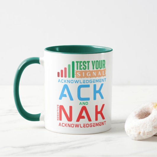 データ通信におけるACKとNAKの確認応答 マグカップ (ドーナツ)