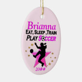 デーテパーソナライズされたィッド付きサッカーガールオーナメント セラミックオーナメント (右)