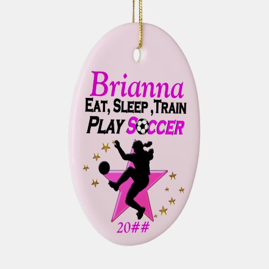 デーテパーソナライズされたィッド付きサッカーガールオーナメント セラミックオーナメント (右)