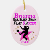デーテパーソナライズされたィッド付きサッカーガールオーナメント セラミックオーナメント (裏面)