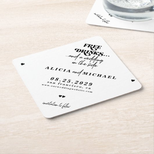 デートおもしろいをモダン保存した無料ドリンク ペーパーコースター (アングル)