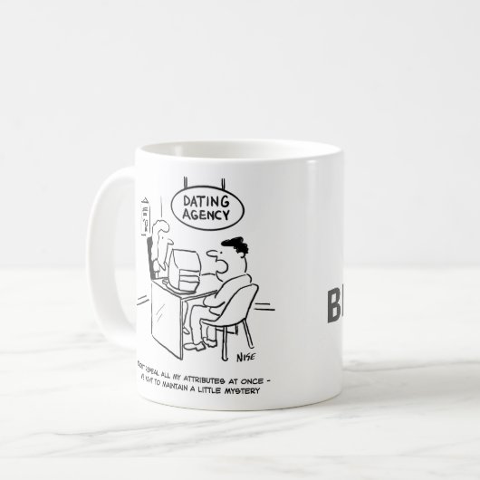 デートすることおもしろい庁の漫画 コーヒーマグカップ (正面左)