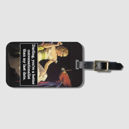 デートすることは難しいヴィンテージグラフィックおもしろい ラゲッジタグ (正面横)